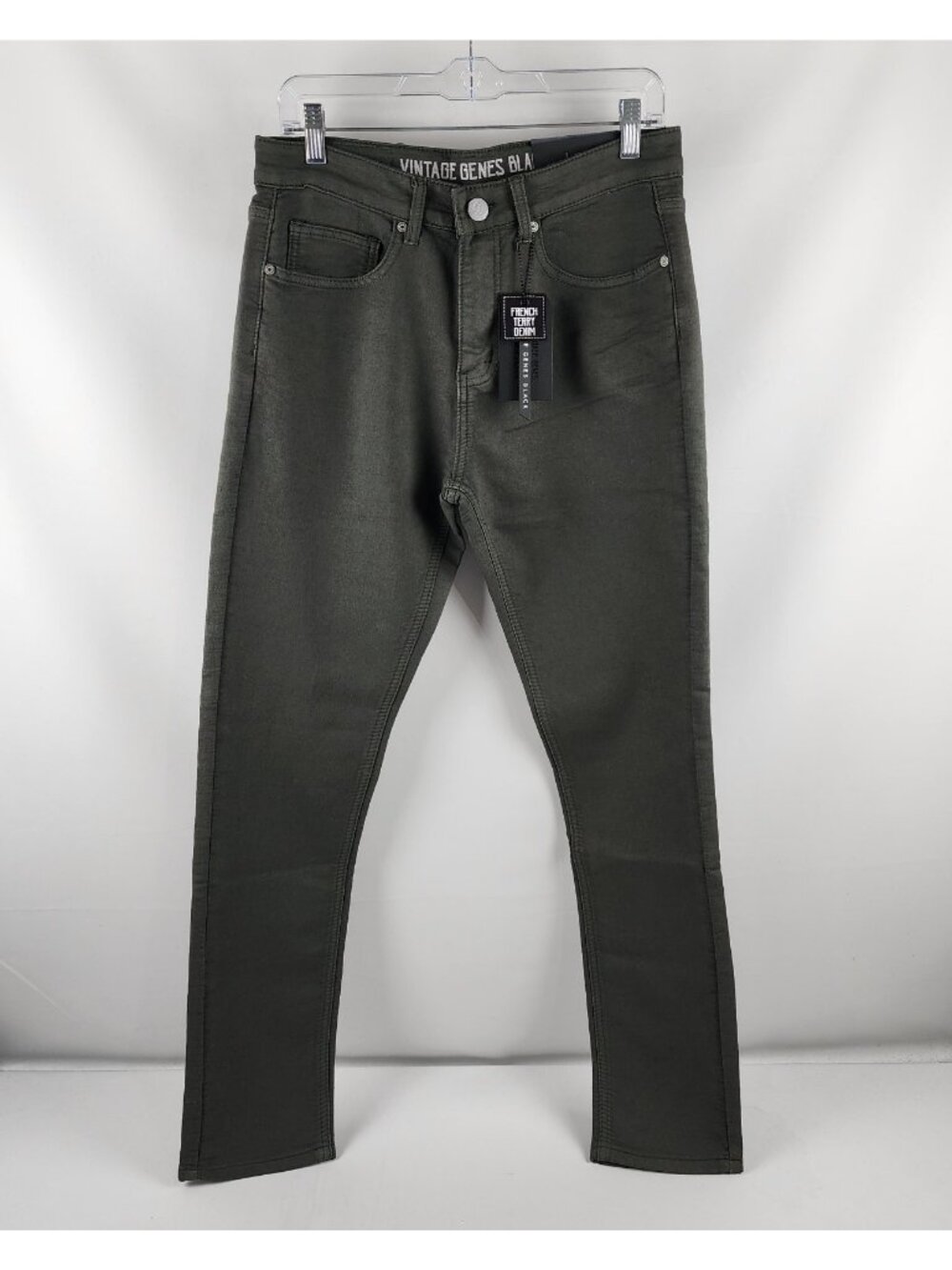 Vintage Genes Black Jeans Mens 30x32 Green Slim Fit Denim NWT